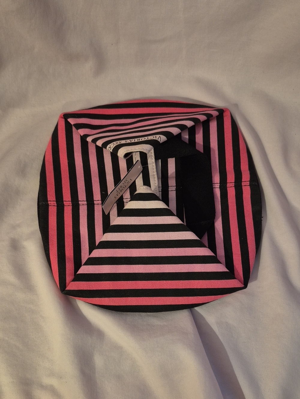 NWT Victoria's Secret Pink & Black Striped Foldable Caddy